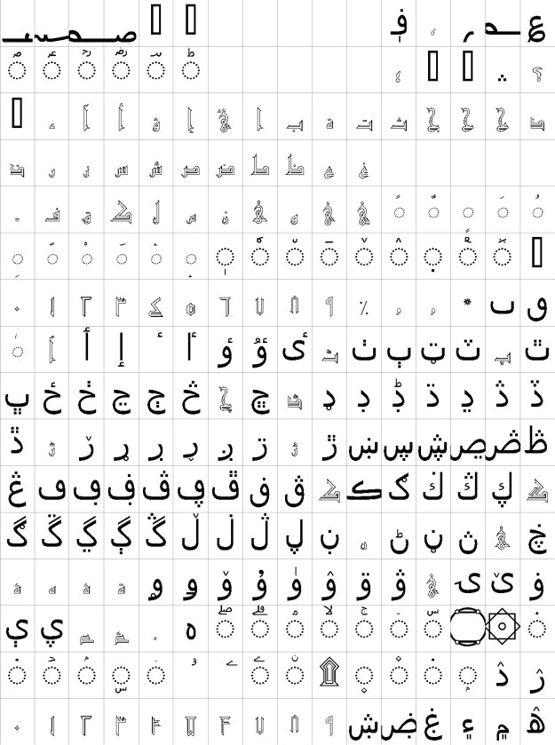 Old Antic Outline Urdu Font